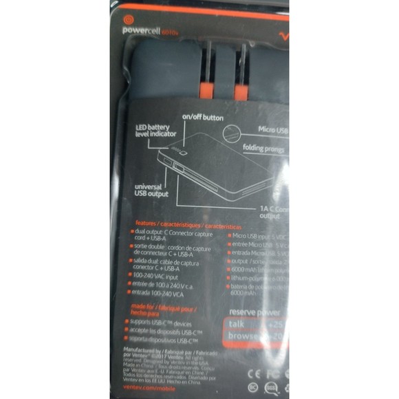 Ventev Portable Charger Powercell 6010+ | Ultra-Compact External Battery NEW - Picture 3 of 9